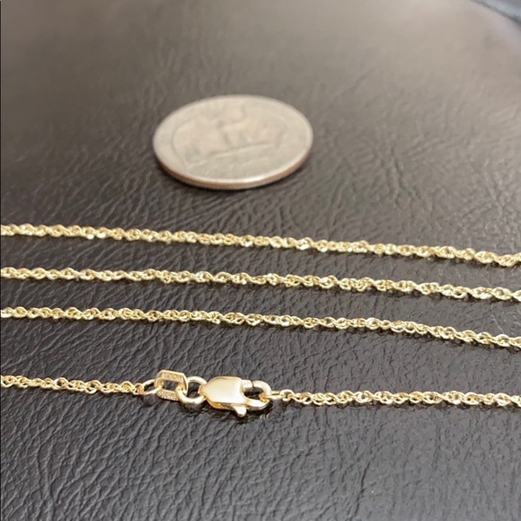 14K Solid Gold Spakle Singapore Chain Necklace